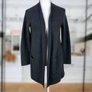 J Jill Cardigan Knit Open Sweater Dark Gray Women’s Size S Cotton Wool Silk